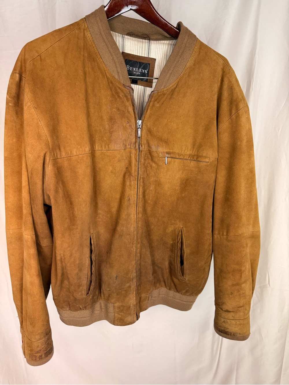 Bexleys Man Brown Suede Bomber Jacket Size EU 54 / men’s Large